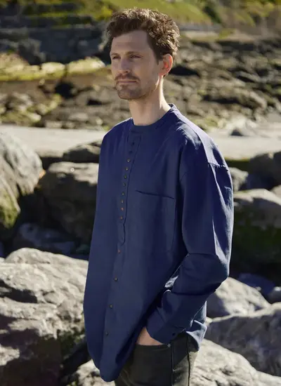 Andrew Cotton Linen Grandfather Shirt